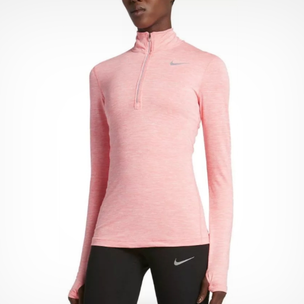 Nike Women's Element Half Zip Pink Long Sleeve Tee